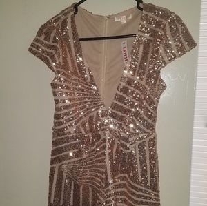 Sequin rose gold romper